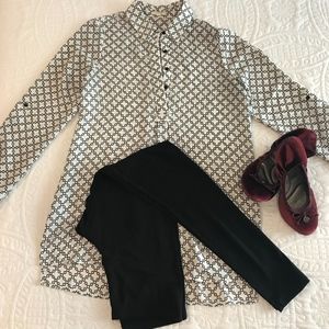 Tunic Top-Black and White Geometric